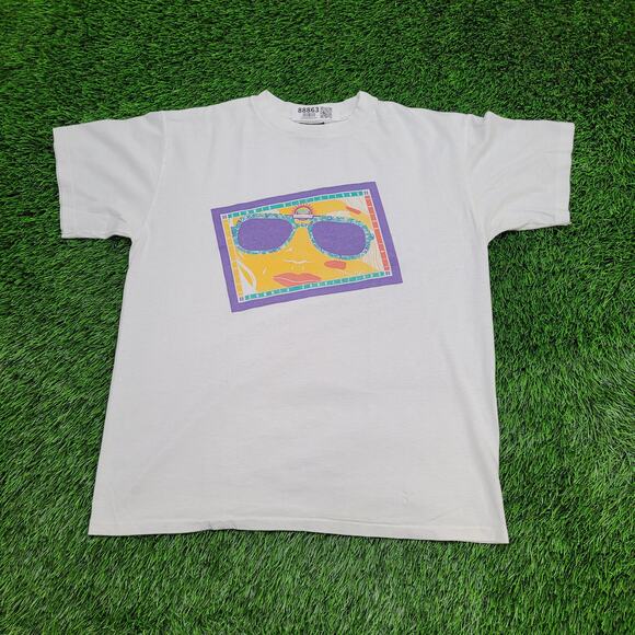 Vintage 1989 Summer Reflections Pop Art T-Shirt Womens XL USA Made - Picture 1 of 14
